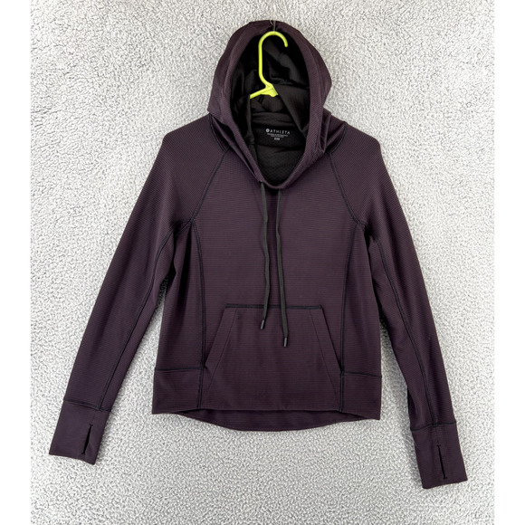 ATHLETA Hoodie Sweatshirt Womens XXS Purple Pullover Thumbholes Comfy - Picture 1 of 12